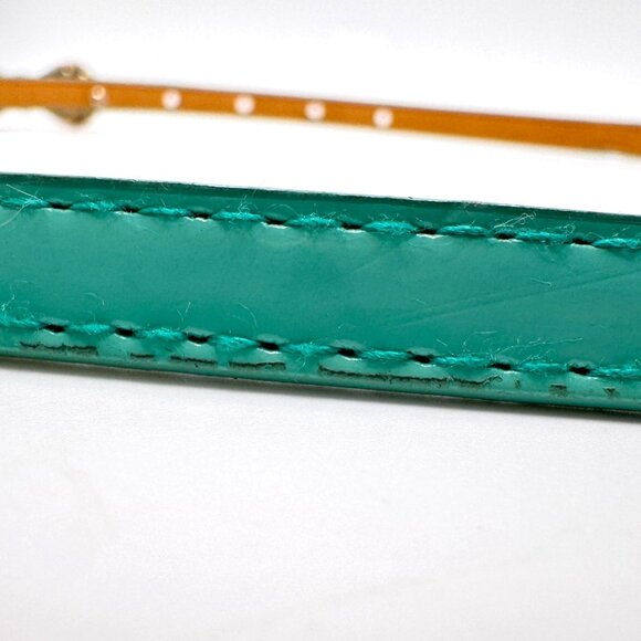 Mint Green Faux Leather Belt Pearl-Embellished Gold Bow Buckle Adjustable 29-33" - Picture 6 of 8